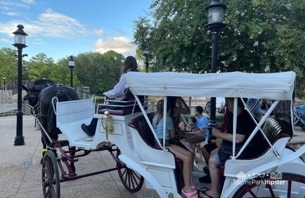 Horse and Carriage Ride at Disney's Port Orleans Resort Riverside. One of the best Disney World Resorts for solo travelers. 