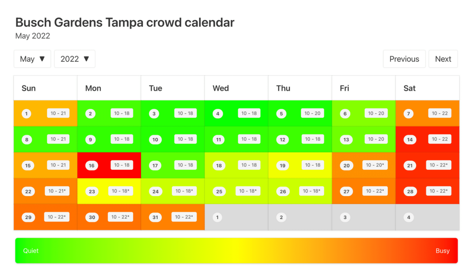 Busch Gardens Tampa Crowd Calendar AVOID THE BUSY DAYS! ThemeParkHipster