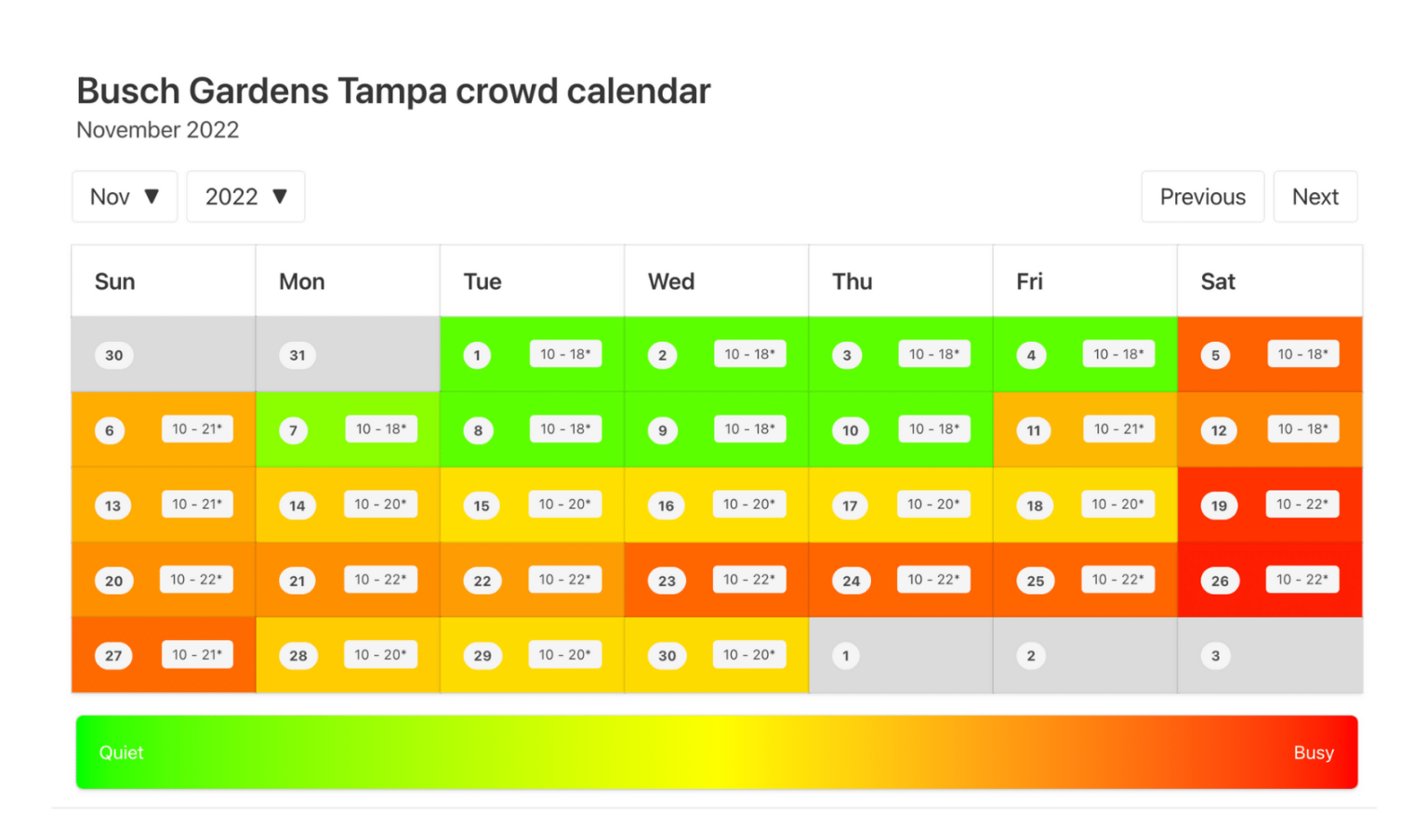 Busch Gardens Tampa Crowd Calendar AVOID THE BUSY DAYS! ThemeParkHipster