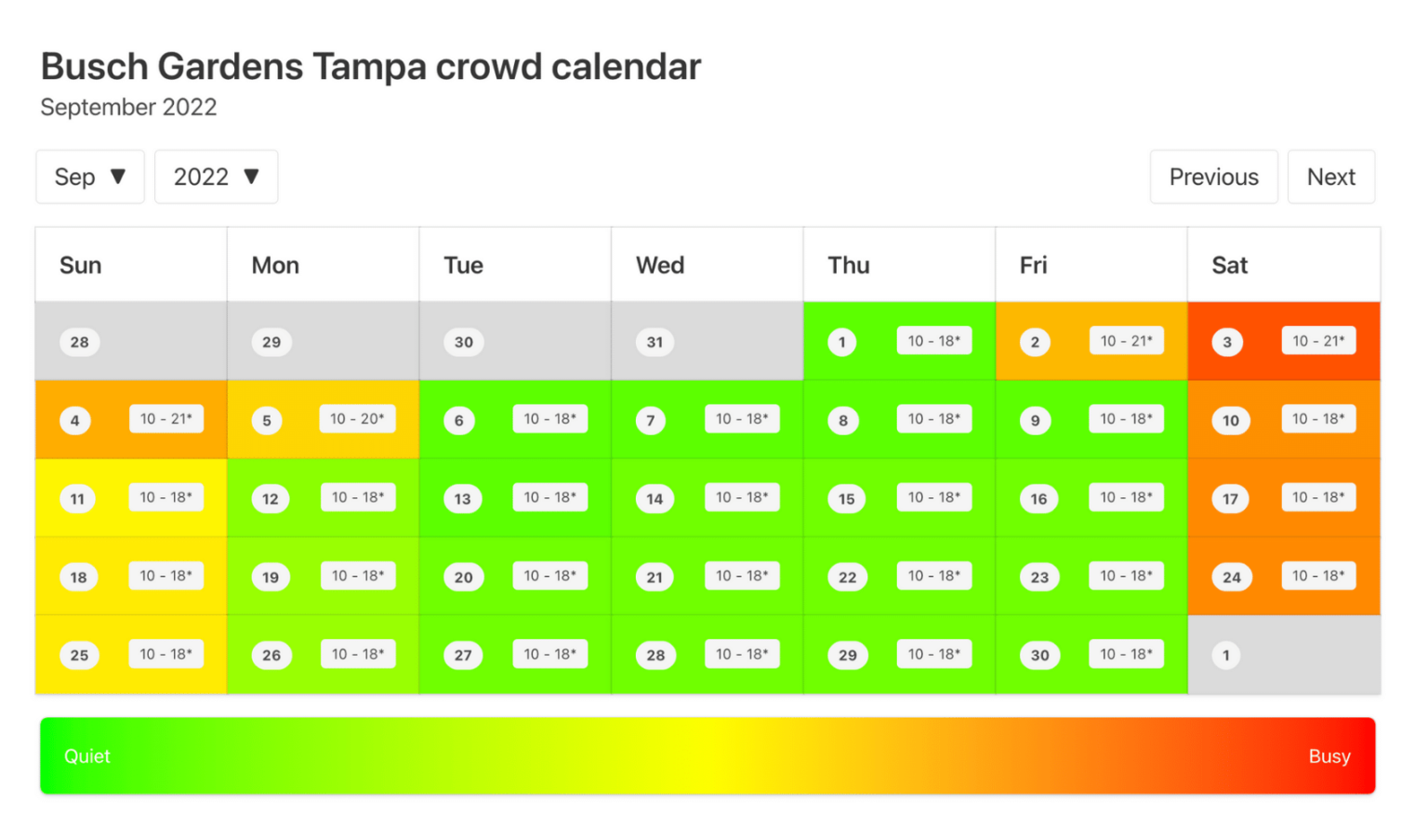 Busch Gardens Tampa Crowd Calendar AVOID THE BUSY DAYS! ThemeParkHipster