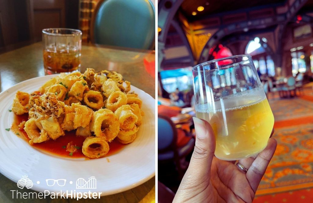 Universal Orlando Resort Lombard's Landing Seafood Restaurant at Universal Studios Florida Calamari and White Wine. Keep reading to get the top 5 best restaurants at Universal Studios Orlando.