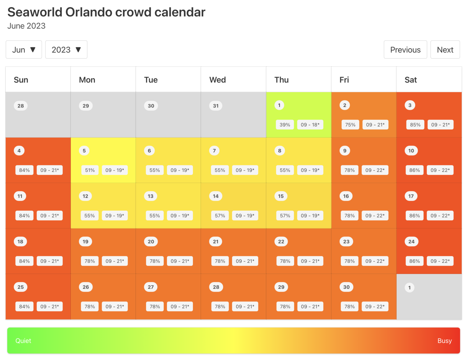 2023 SeaWorld Orlando Crowd Calendar AVOID THE LONG Wait Times