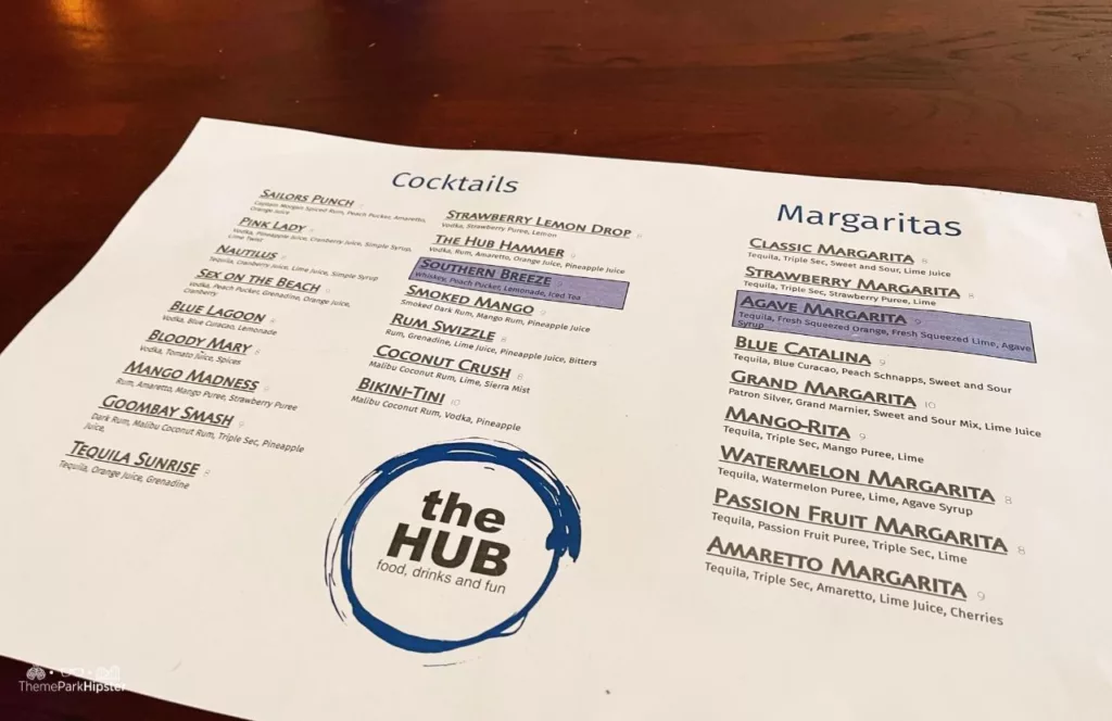 Regal Oaks Resort Near Disney World The Hub Bar Restaurant Menu