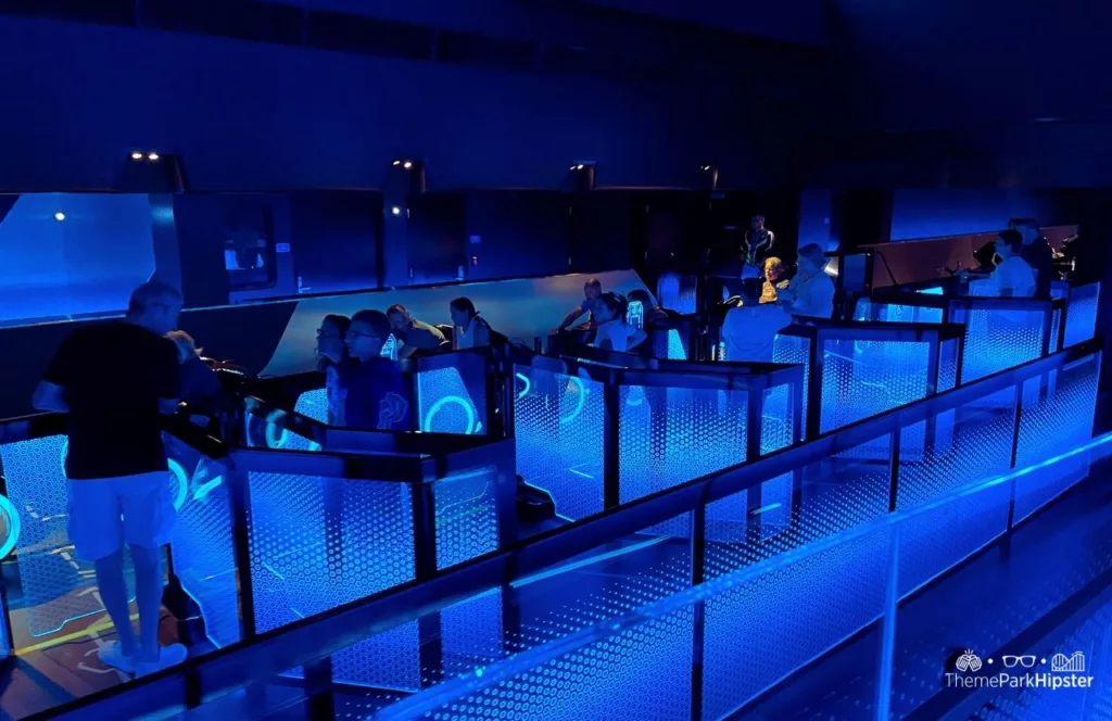 Tron Lightcycle Run at the Magic Kingdom in Walt Disney World Resort Florida Tomorrowland motorcycle roller coaster boarding area