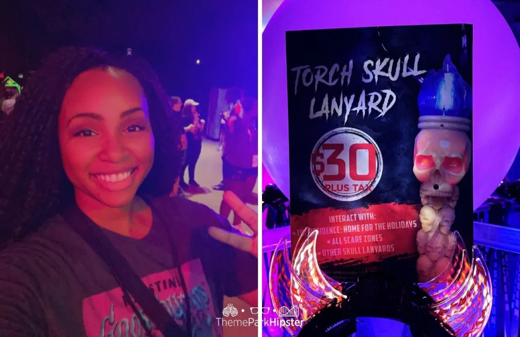 Howl O Scream at Busch Gardens Tampa Bay with NikkyJ and Torch Skull Lanyard. Keep reading to learn about things to do in Orlando for Halloween and things to do in Orlando for October.