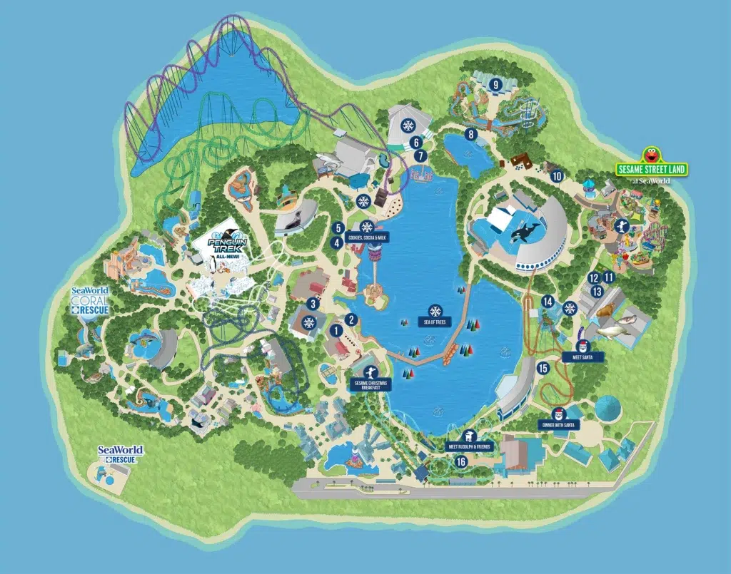 2024 SeaWorld Orlando Christmas Celebration Map