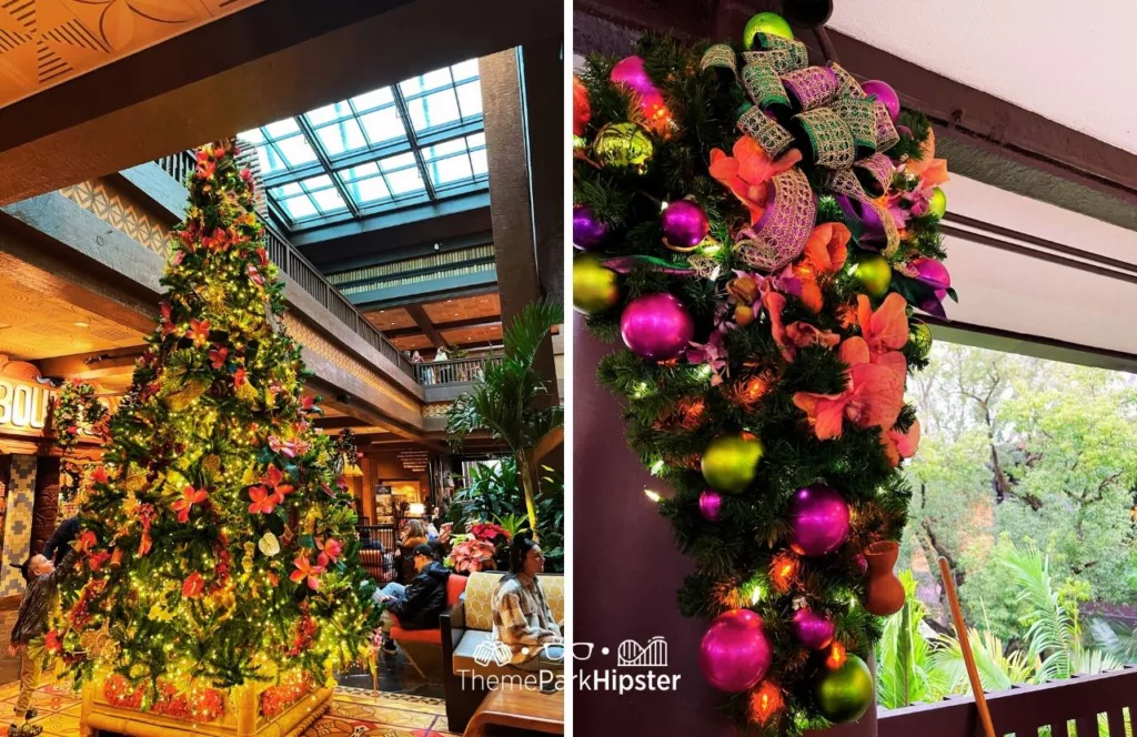 Disney's Polynesian Resort Christmas Tree in the Lobby and Holiday Decor