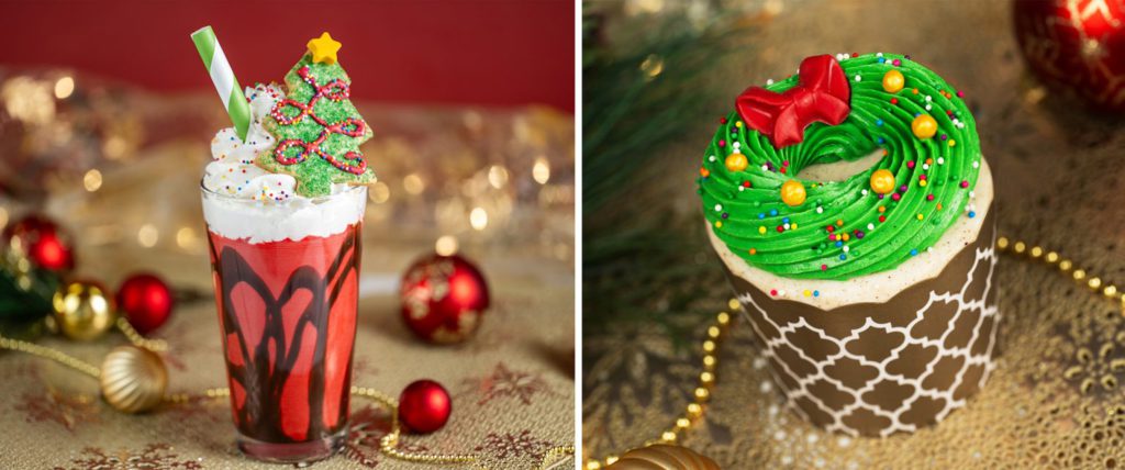 Red Velvet Holiday Milkshake and Coquito Wreath Cupcake at Disney's Hollywood Studios for Christmas