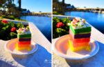 2024 Epcot Festival of the Arts Disney World Rainbow Cake. Guide to the best and worst restaurants at Disney World.