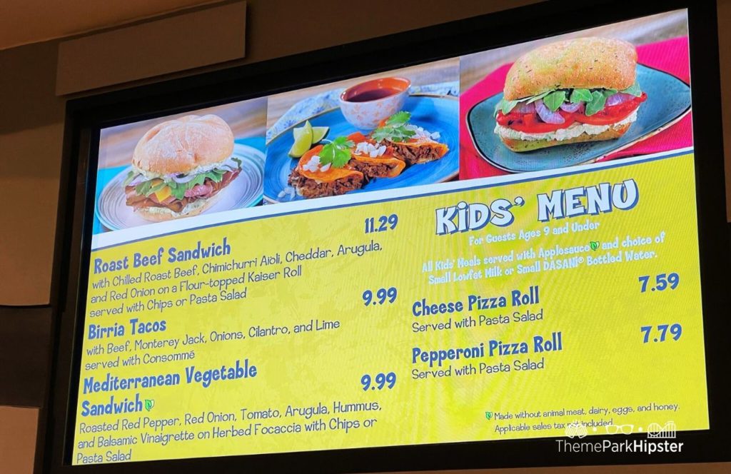 Epcot Theme Park Disney World Sunshine Seasons Quick Service Restaurant in the Land Pavilion Menu