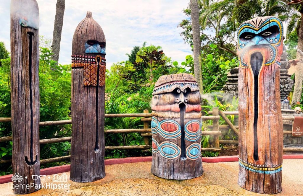 isney Magic Kingdom Park Jungle Cruise area with water mist blowers in adventureland