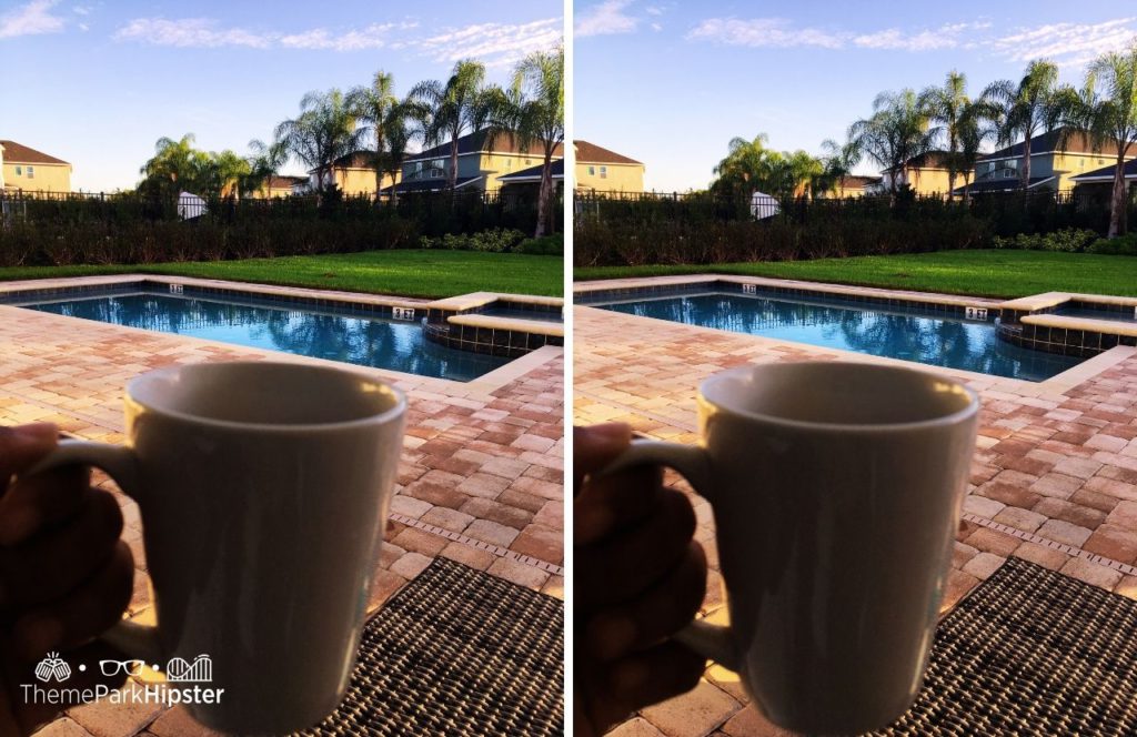 Encore Resort Backyard Pool with Coffee. One of the best vacation home rentals near Disney World