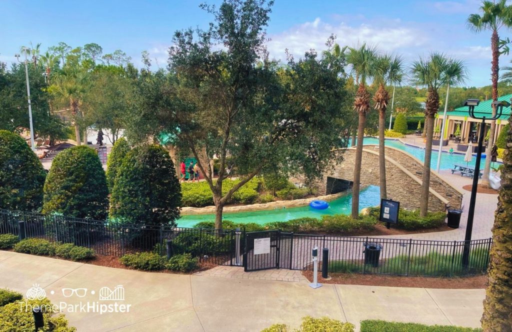 Lazy River in the pool area in Bonnet Creek Hilton Signia Hotel at Disney World. Keep reading to learn all you need to know about Hilton Signia Hotel at Disney World.