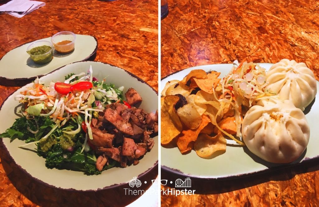 Pandora World of Avatar Satuli Canteen Boa Buns with Chicken bowl and salad. One of the best snacks at Animal Kingdom.