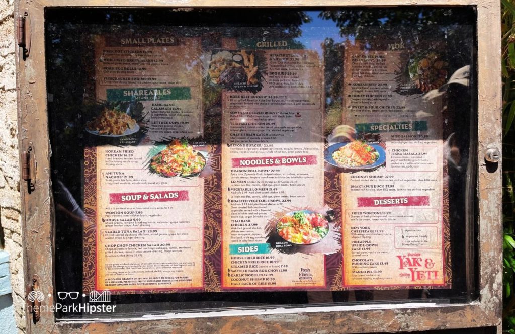 Yak and Yeti Restaurant Menu Disney Animal Kingdom Theme Park