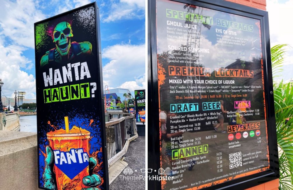 2024 Halloween Horror Nights HHN 33 Fanta Bar Drink Menu