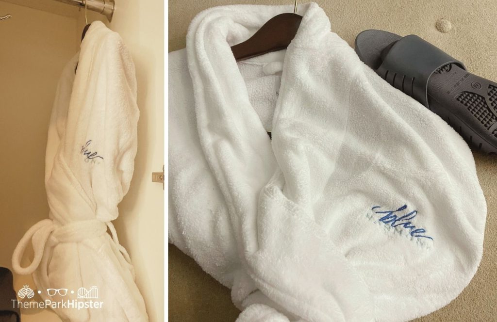 Blue Harmony Spa robes at Wyndham Grand Resort Orlando Bonnet Creek. One of the best spas at Disney World.