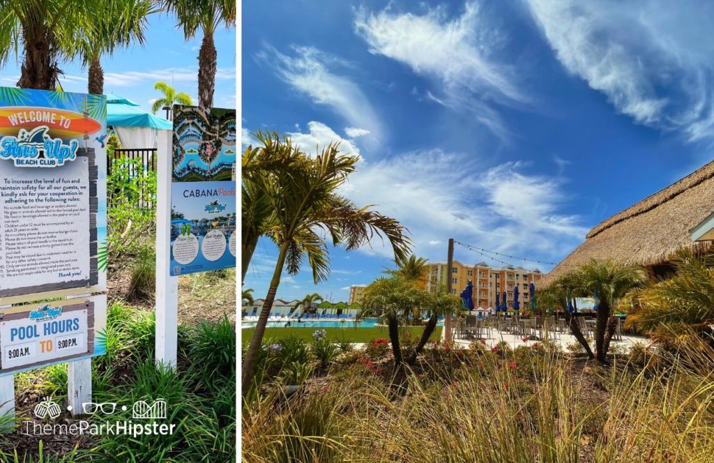 Fins UP Beach Club at Margaritaville Resort Orlando Hotel. Keep reading to learn more about the best vacation best vacation ever at Margaritaville Resort Orlando near Disney World.