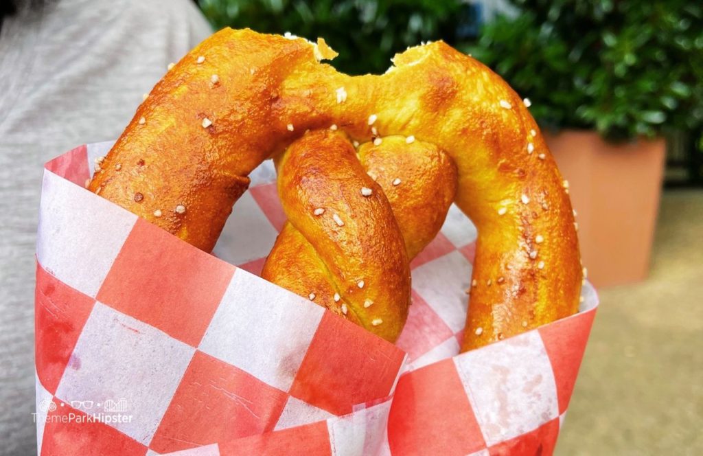 German Pretzels & Beer giant pretzel at Busch Gardens Williamsburg, Virginia for the All Day Dining Deal Plan.