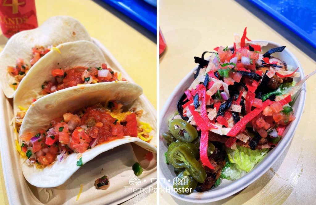 SeaWorld Orlando Resort Lakeside Grill Restaurant Tacos and Chicken Bowl Using the All Day Dining Deal