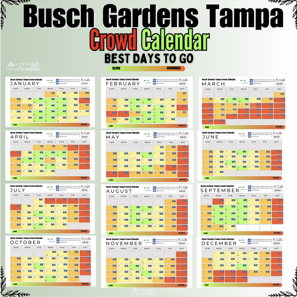 Busch Gardens 2025 Social Media Crowd Calendar