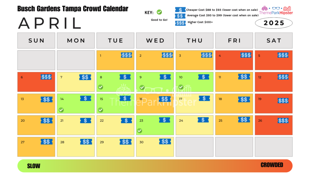 Busch Gardens Tampa Crowd Calendar April 2025