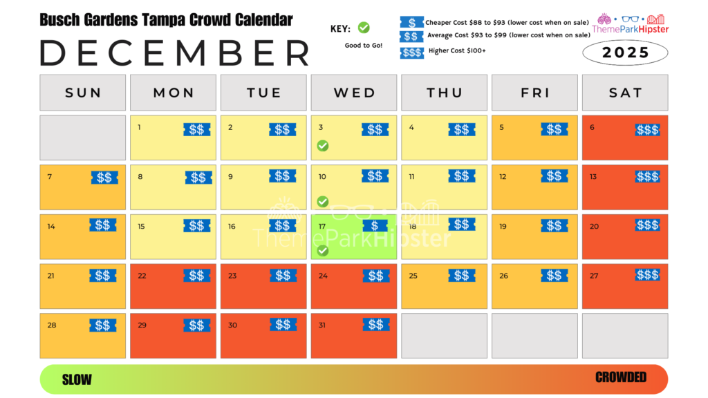 Busch Gardens Tampa Crowd Calendar December 2025