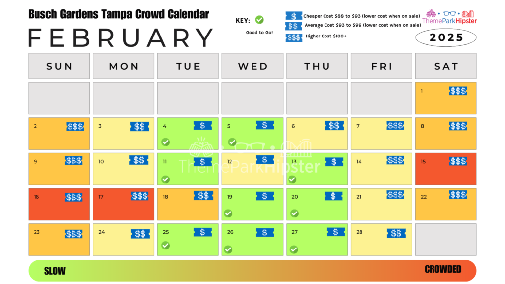 Busch Gardens Tampa Crowd Calendar February 2025