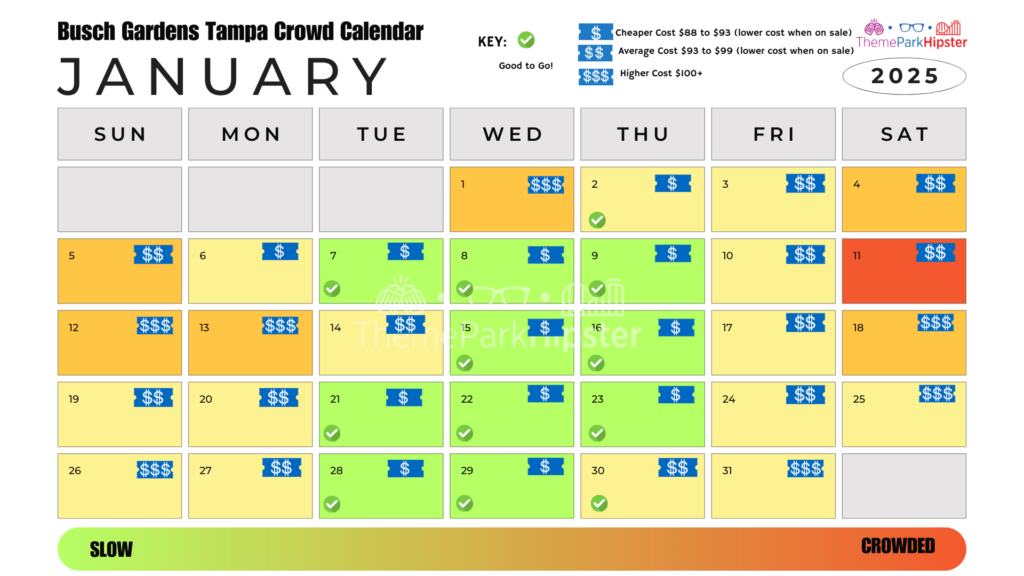 Busch Gardens Tampa Crowd Calendar January 2025