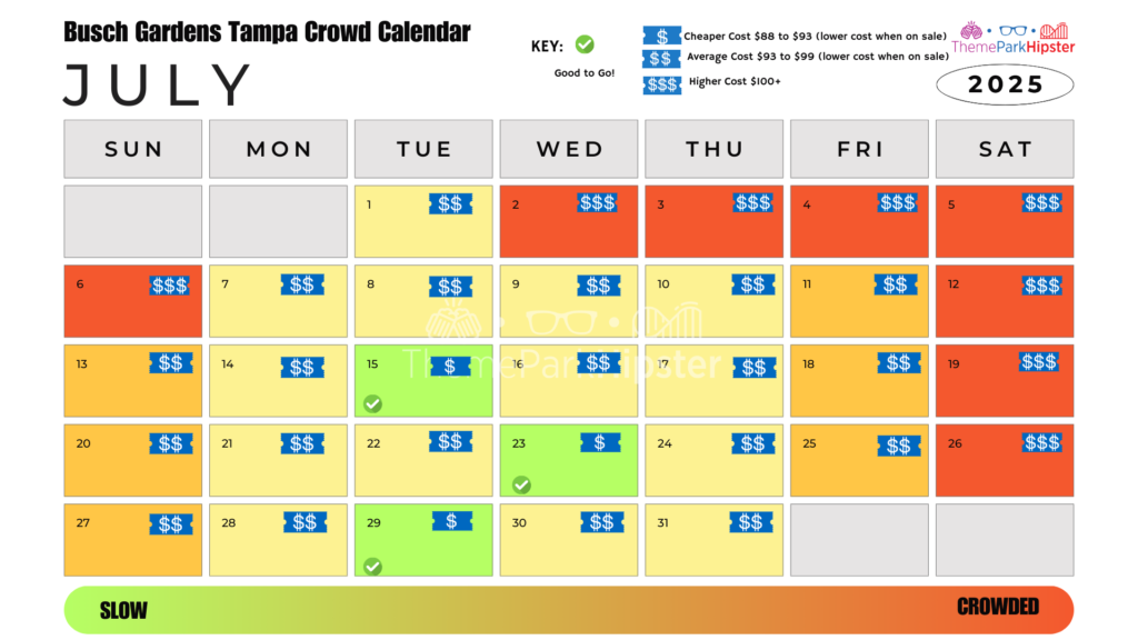 Busch Gardens Tampa Crowd Calendar July 2025