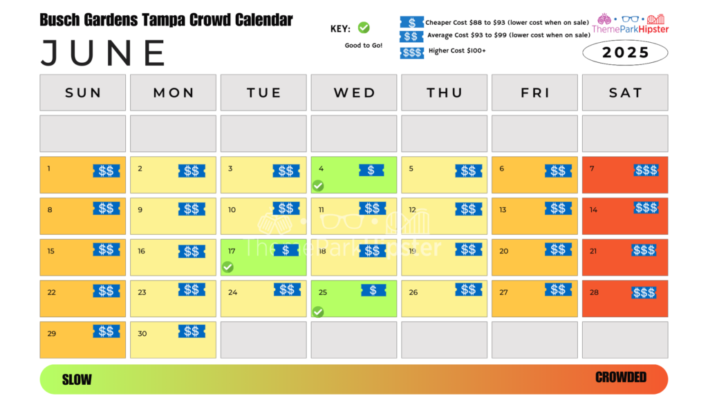 Busch Gardens Tampa Crowd Calendar June 2025