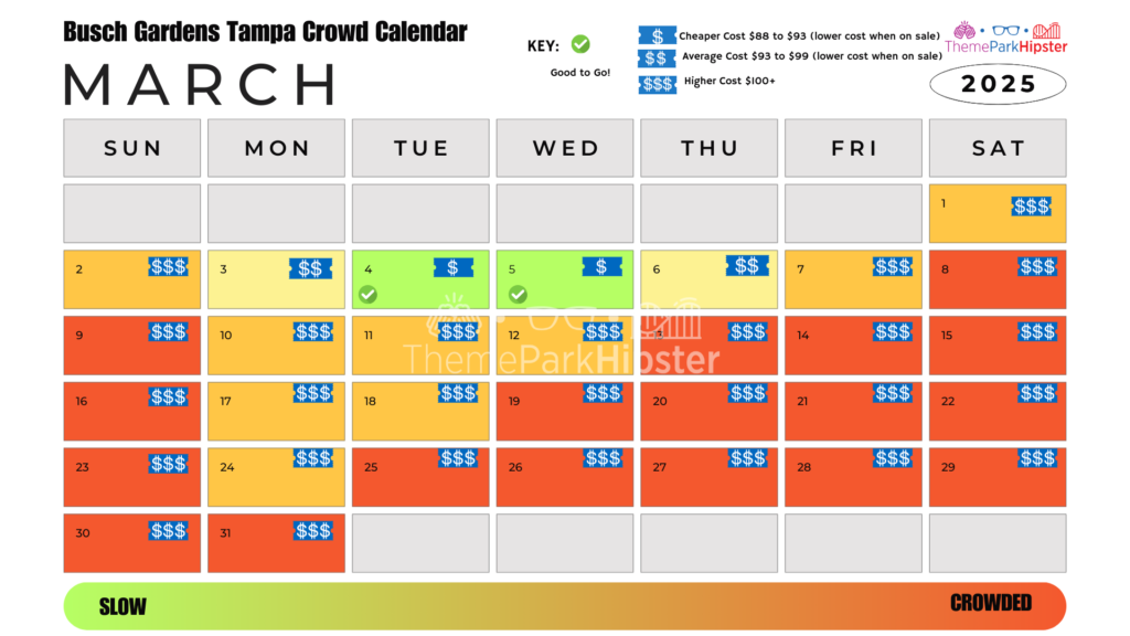 Busch Gardens Tampa Crowd Calendar March 2025