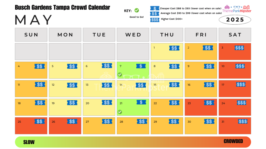 Busch Gardens Tampa Crowd Calendar May 2025