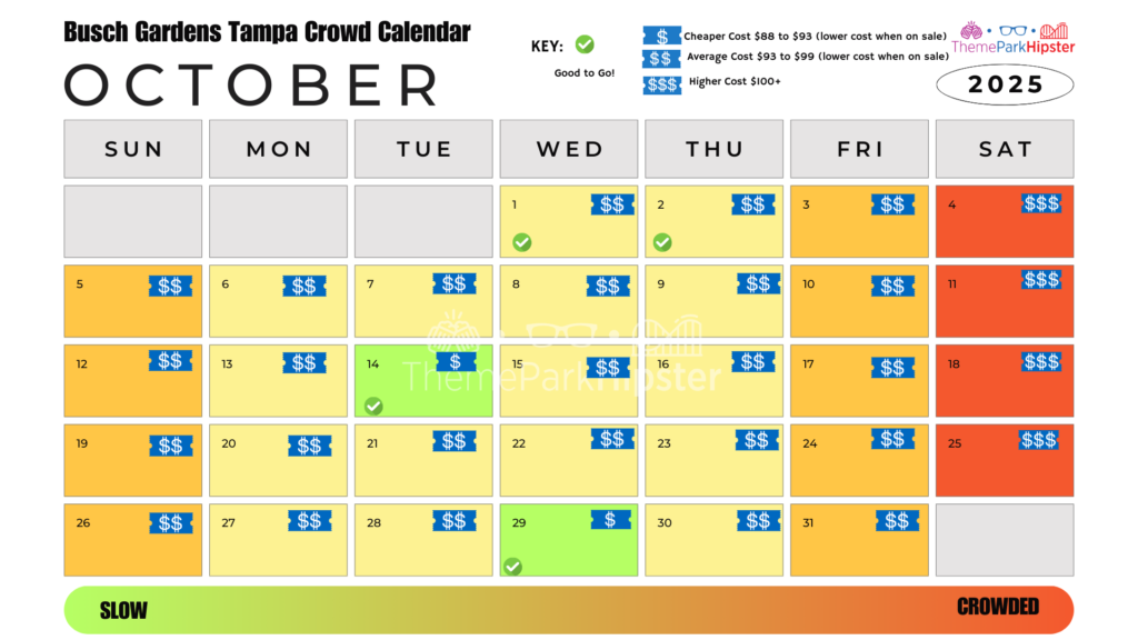 Busch Gardens Tampa Crowd Calendar October 2025