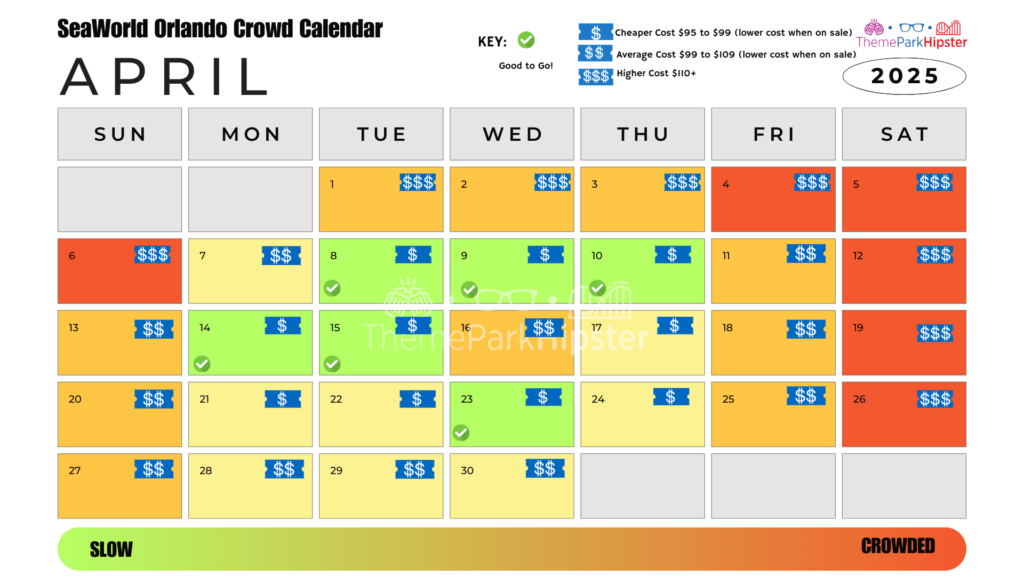 SeaWorld Orlando Crowd Calendar April 2025