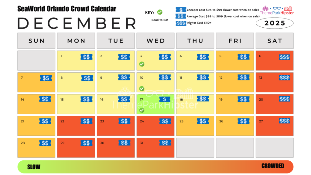 SeaWorld Orlando Crowd Calendar December 2025