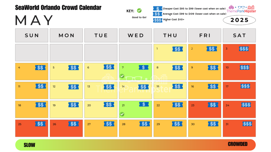 SeaWorld Orlando Crowd Calendar May 2025