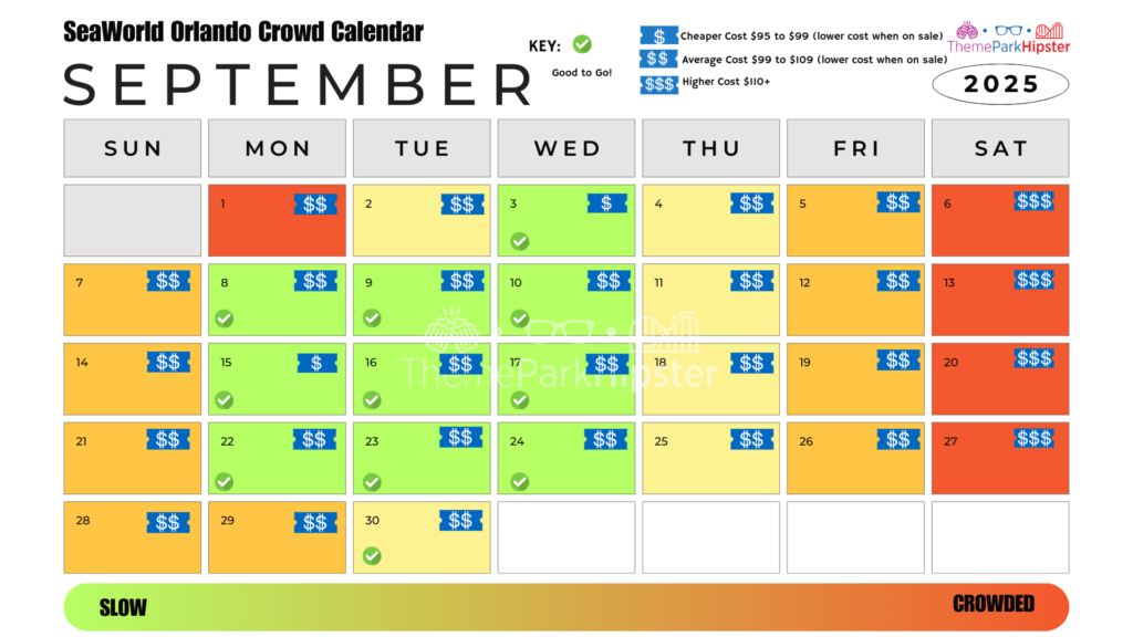 SeaWorld Orlando Crowd Calendar September 2025