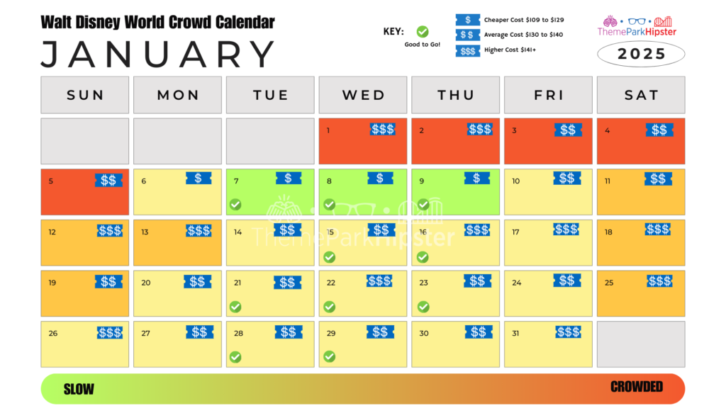 Walt Disney World Crowd Calendar January 2025