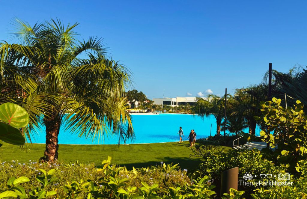 Beach Area at Conrad Orlando Hotel at Evermore a Hilton Resort Near Disney World. One of the best Orlando family resorts with a water park near Disney.